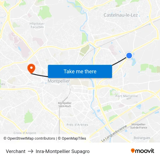 Verchant to Inra-Montpellier Supagro map