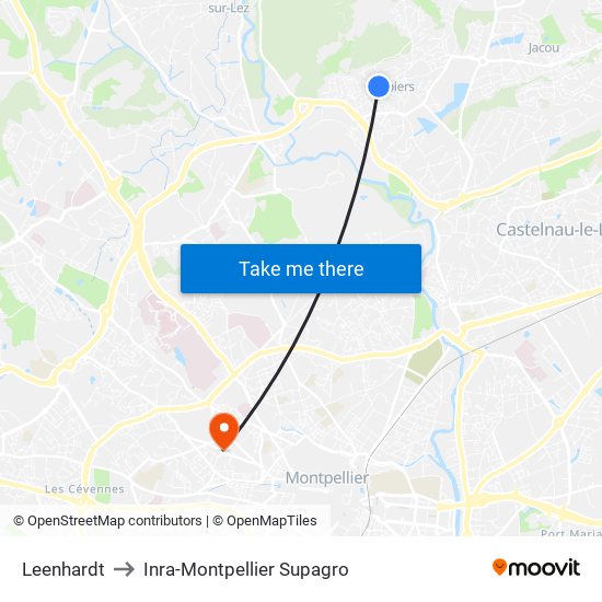 Leenhardt to Inra-Montpellier Supagro map