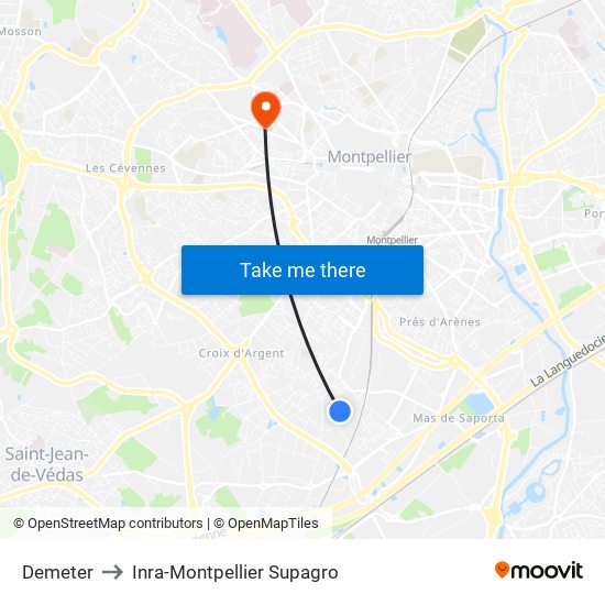 Demeter to Inra-Montpellier Supagro map