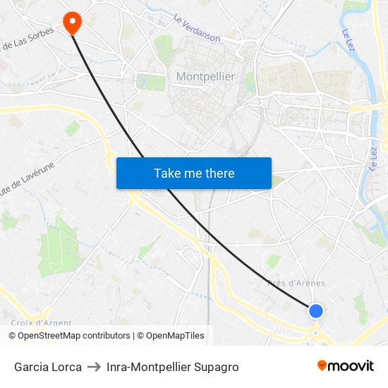 Garcia Lorca to Inra-Montpellier Supagro map