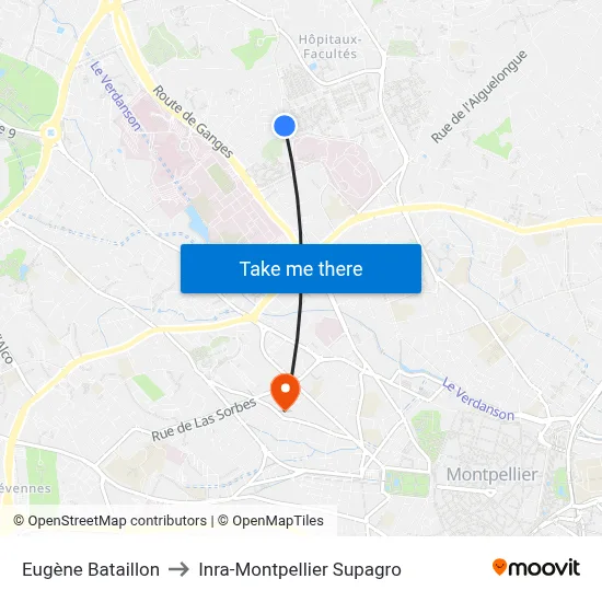 Eugène Bataillon to Inra-Montpellier Supagro map