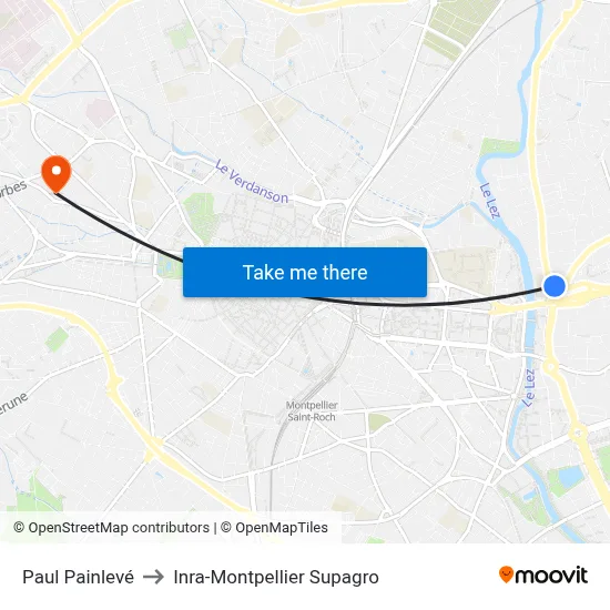 Paul Painlevé to Inra-Montpellier Supagro map