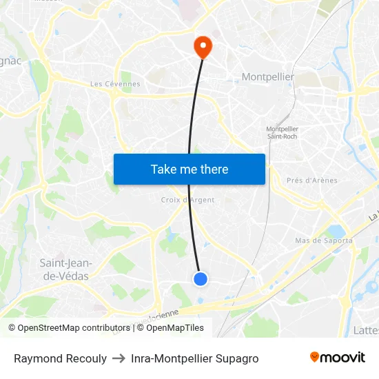 Raymond Recouly to Inra-Montpellier Supagro map