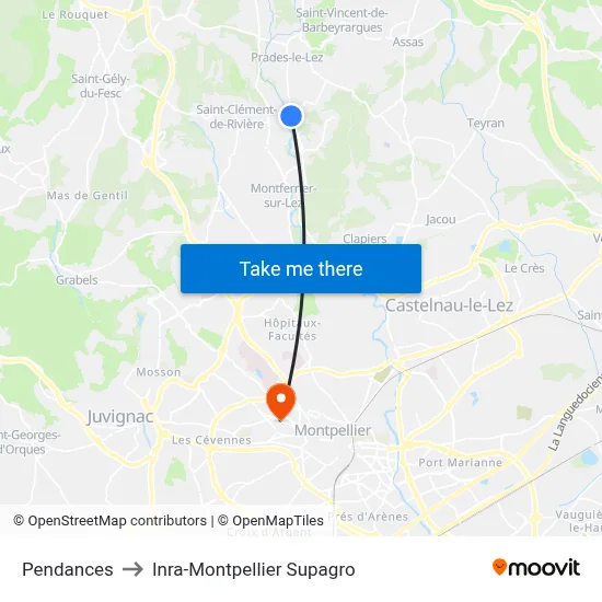 Pendances to Inra-Montpellier Supagro map