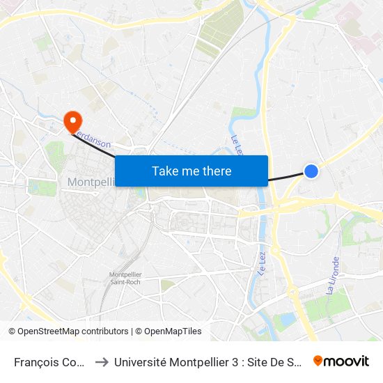 François Couperin to Université Montpellier 3 : Site De Saint-Charles map