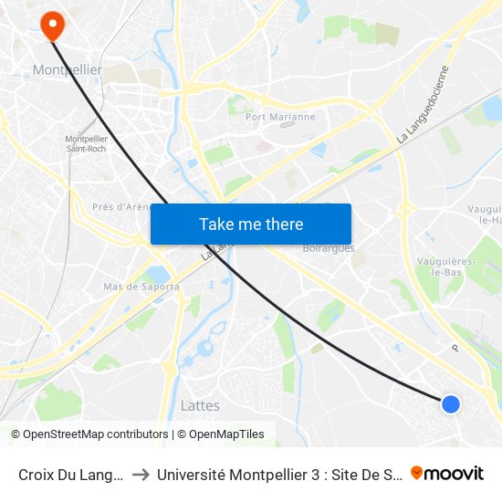 Croix Du Languedoc to Université Montpellier 3 : Site De Saint-Charles map