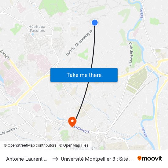 Antoine-Laurent De Jussieu to Université Montpellier 3 : Site De Saint-Charles map