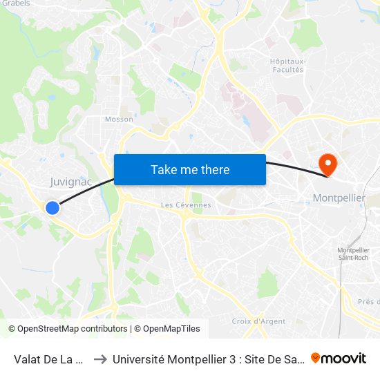 Valat De La Fosse to Université Montpellier 3 : Site De Saint-Charles map