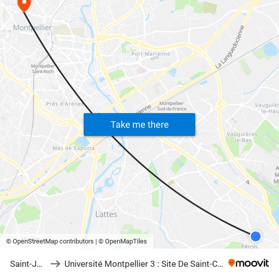 Saint-Jean to Université Montpellier 3 : Site De Saint-Charles map