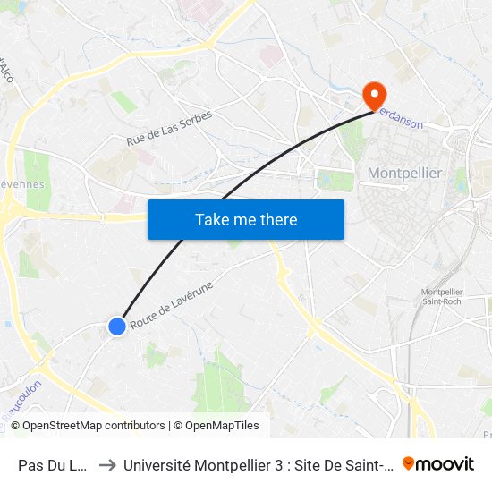 Pas Du Loup to Université Montpellier 3 : Site De Saint-Charles map