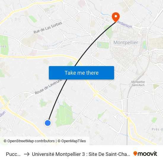 Puccini to Université Montpellier 3 : Site De Saint-Charles map