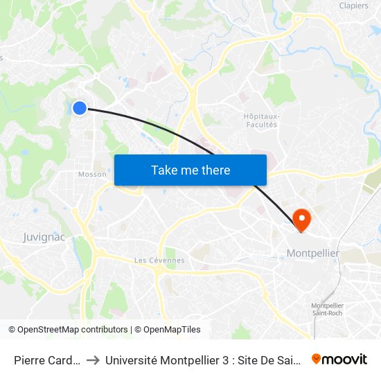 Pierre Cardenal to Université Montpellier 3 : Site De Saint-Charles map