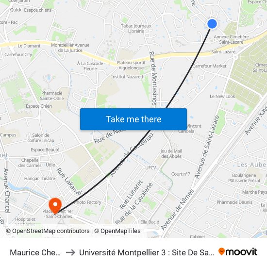 Maurice Chevalier to Université Montpellier 3 : Site De Saint-Charles map