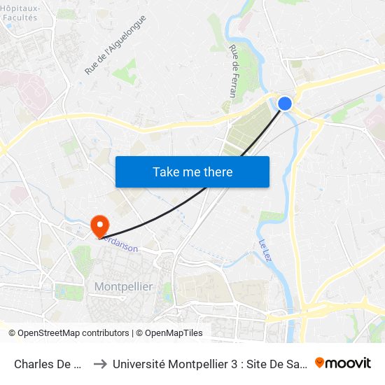 Charles De Gaulle to Université Montpellier 3 : Site De Saint-Charles map