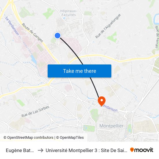 Eugène Bataillon to Université Montpellier 3 : Site De Saint-Charles map