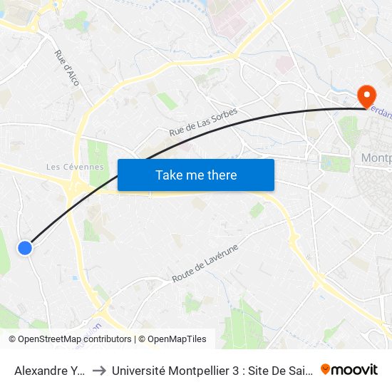 Alexandre Yersin to Université Montpellier 3 : Site De Saint-Charles map