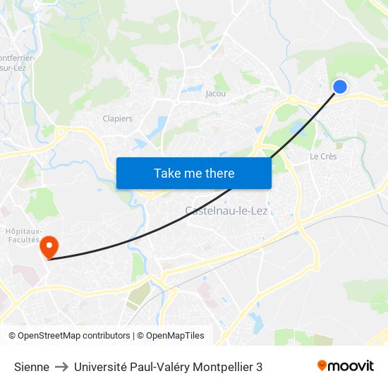 Sienne to Université Paul-Valéry Montpellier 3 map