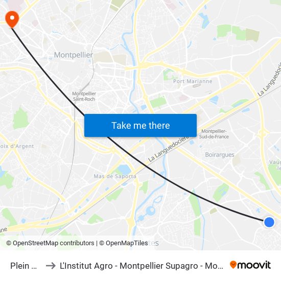 Plein Sud to L'Institut Agro - Montpellier Supagro - Montpellier map