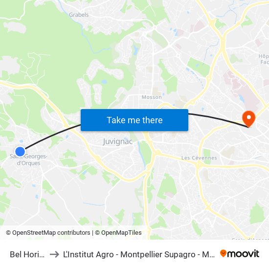 Bel Horizon to L'Institut Agro - Montpellier Supagro - Montpellier map
