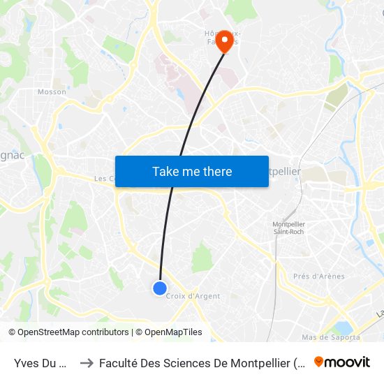 Yves Du Manoir to Faculté Des Sciences De Montpellier (Campus Triolet) map