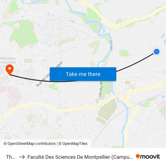 Thym to Faculté Des Sciences De Montpellier (Campus Triolet) map