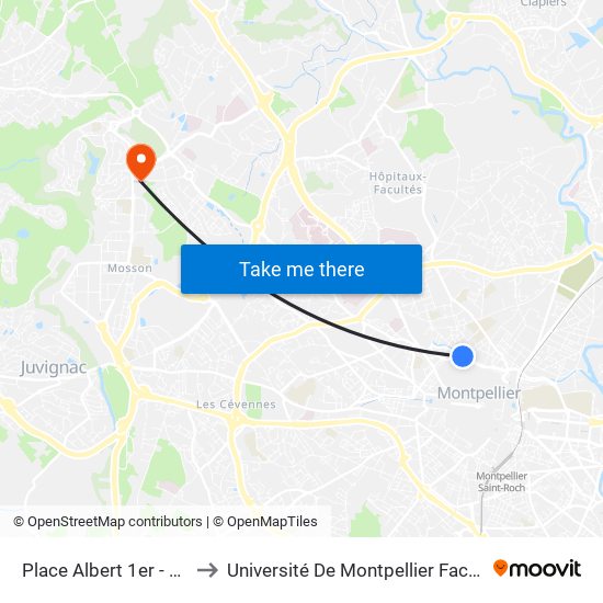 Place Albert 1er - Saint-Charles to Université De Montpellier Faculté D'Odontologie map