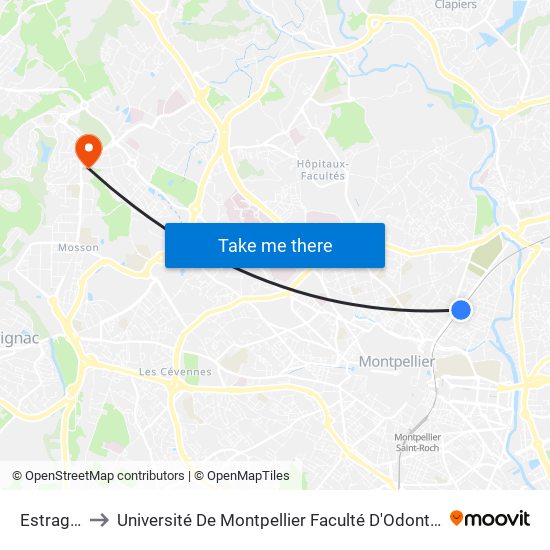 Estragon to Université De Montpellier Faculté D'Odontologie map