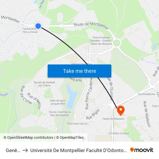 Genêts to Université De Montpellier Faculté D'Odontologie map