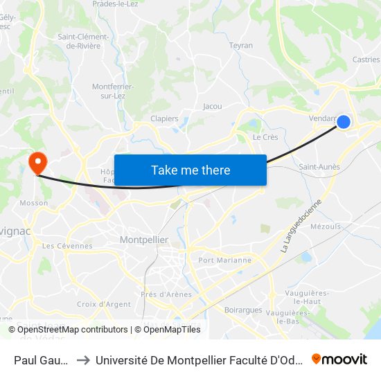 Paul Gauguin to Université De Montpellier Faculté D'Odontologie map