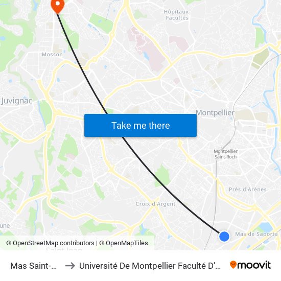 Mas Saint-Pierre to Université De Montpellier Faculté D'Odontologie map