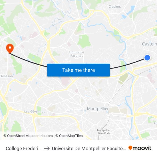 Collège Frédéric Bazille to Université De Montpellier Faculté D'Odontologie map