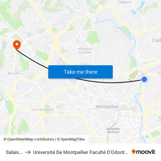 Salaison to Université De Montpellier Faculté D'Odontologie map