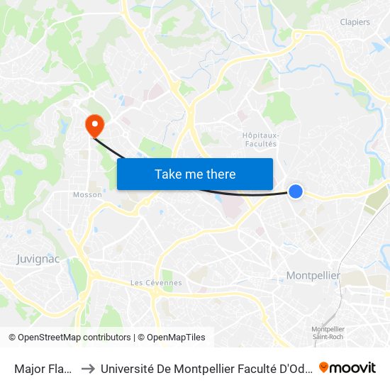 Major Flandre to Université De Montpellier Faculté D'Odontologie map