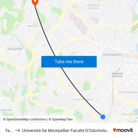 Tam to Université De Montpellier Faculté D'Odontologie map