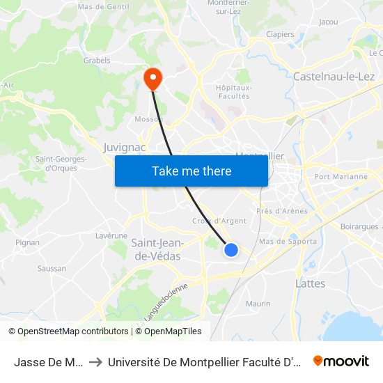 Jasse De Maurin to Université De Montpellier Faculté D'Odontologie map