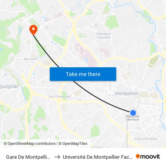 Gare De Montpellier Saint-Roch to Université De Montpellier Faculté D'Odontologie map
