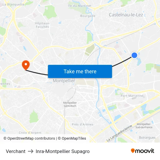 Verchant to Inra-Montpellier Supagro map