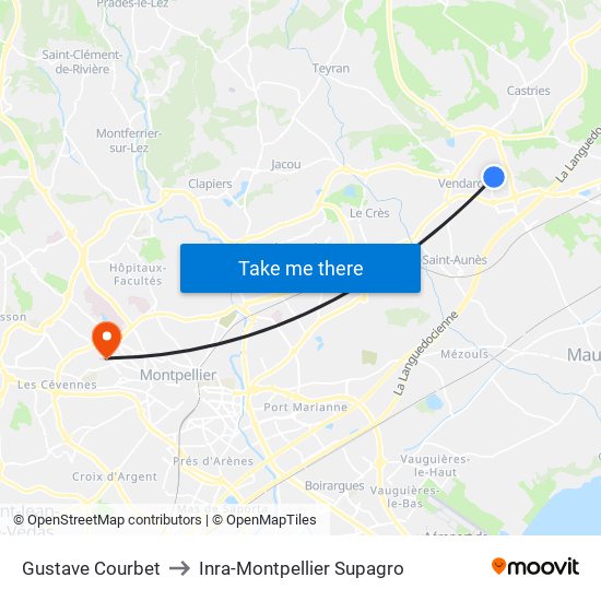 Gustave Courbet to Inra-Montpellier Supagro map