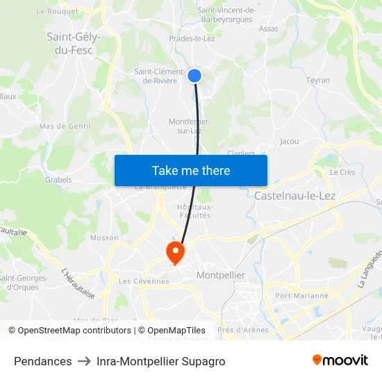 Pendances to Inra-Montpellier Supagro map