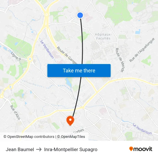 Jean Baumel to Inra-Montpellier Supagro map