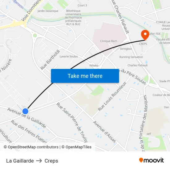 La Gaillarde to Creps map
