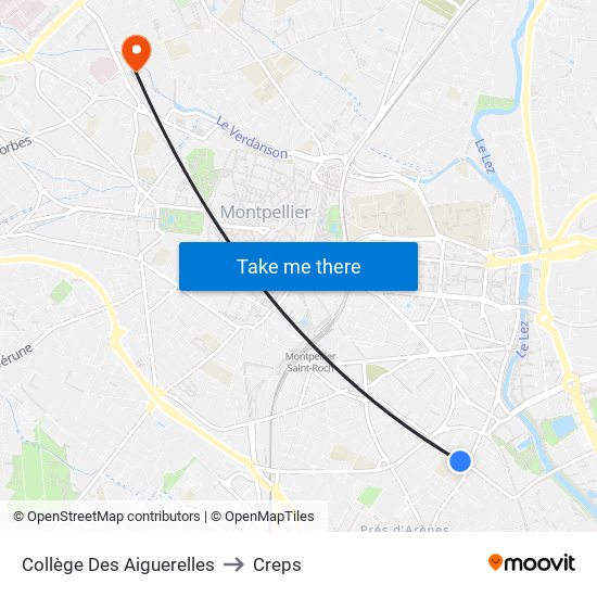 Collège Des Aiguerelles to Creps map