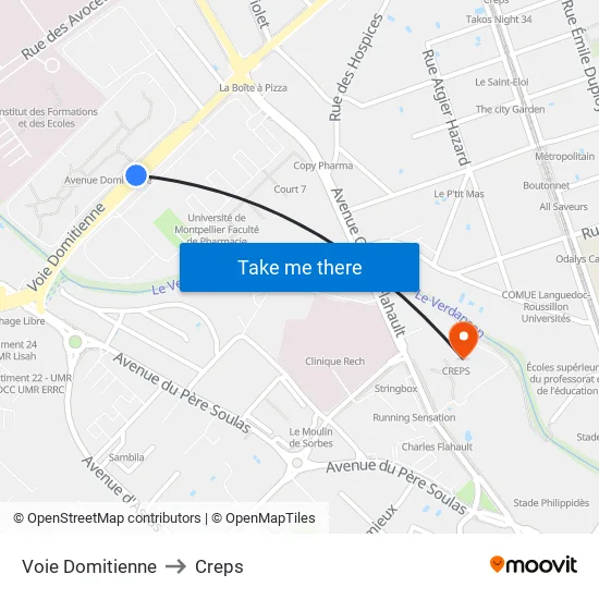 Voie Domitienne to Creps map