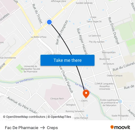 Fac De Pharmacie to Creps map