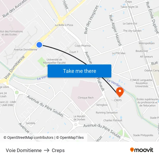 Voie Domitienne to Creps map