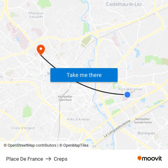 Place De France to Creps map