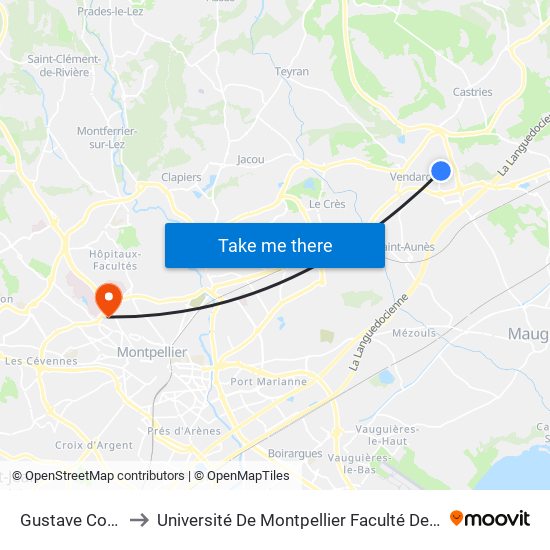 Gustave Courbet to Université De Montpellier Faculté De Pharmacie map