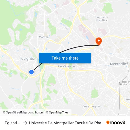 Églantiers to Université De Montpellier Faculté De Pharmacie map
