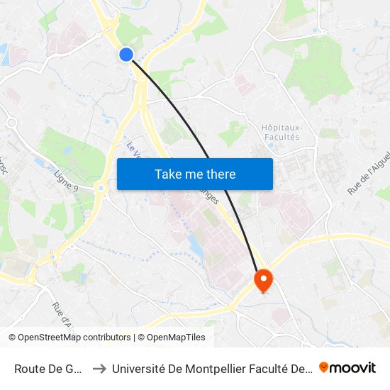 Route De Ganges to Université De Montpellier Faculté De Pharmacie map