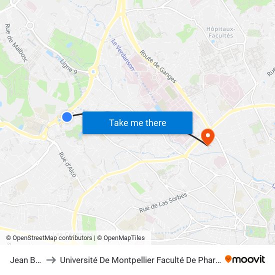 Jean Bart to Université De Montpellier Faculté De Pharmacie map